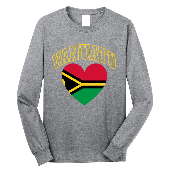 Vanuatu Flag Athletic Heart Gift Long Sleeve Shirt