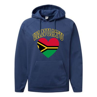 Vanuatu Flag Athletic Heart Gift Performance Fleece Hoodie