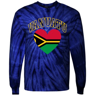 Vanuatu Flag Athletic Heart Gift Tie-Dye Long Sleeve Shirt