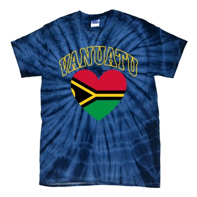 Vanuatu Flag Athletic Heart Gift Tie-Dye T-Shirt