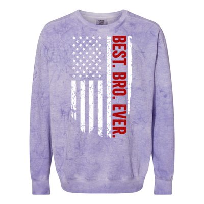 Vintage Funny American Flag Best Bro Ever Gift Colorblast Crewneck Sweatshirt