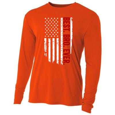 Vintage Funny American Flag Best Bro Ever Gift Cooling Performance Long Sleeve Crew