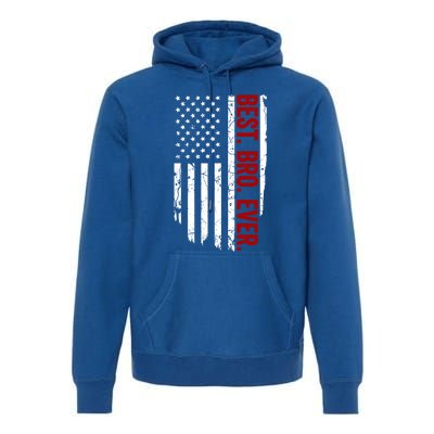 Vintage Funny American Flag Best Bro Ever Gift Premium Hoodie