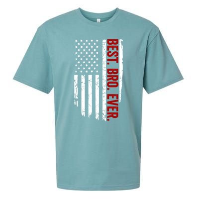 Vintage Funny American Flag Best Bro Ever Gift Sueded Cloud Jersey T-Shirt