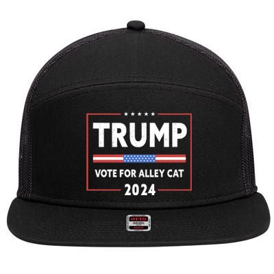 Vote For Alley Cat Trump 2024 7 Panel Mesh Trucker Snapback Hat