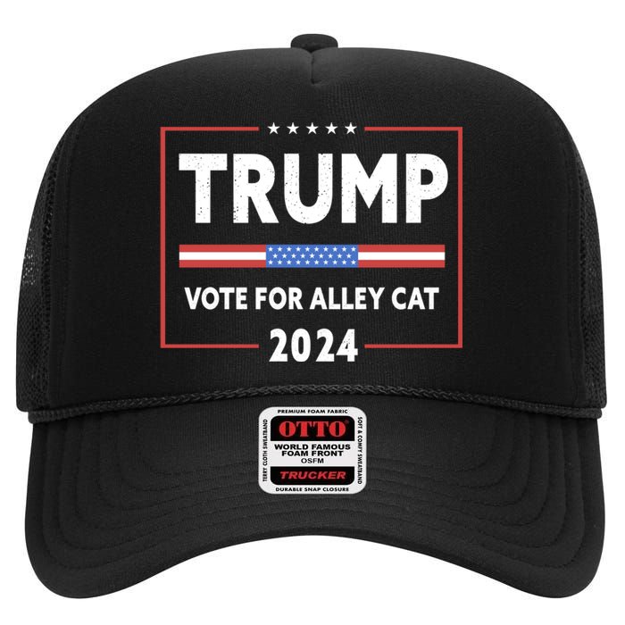 Vote For Alley Cat Trump 2024 High Crown Mesh Back Trucker Hat