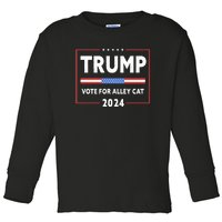 Vote For Alley Cat Trump 2024 Toddler Long Sleeve Shirt