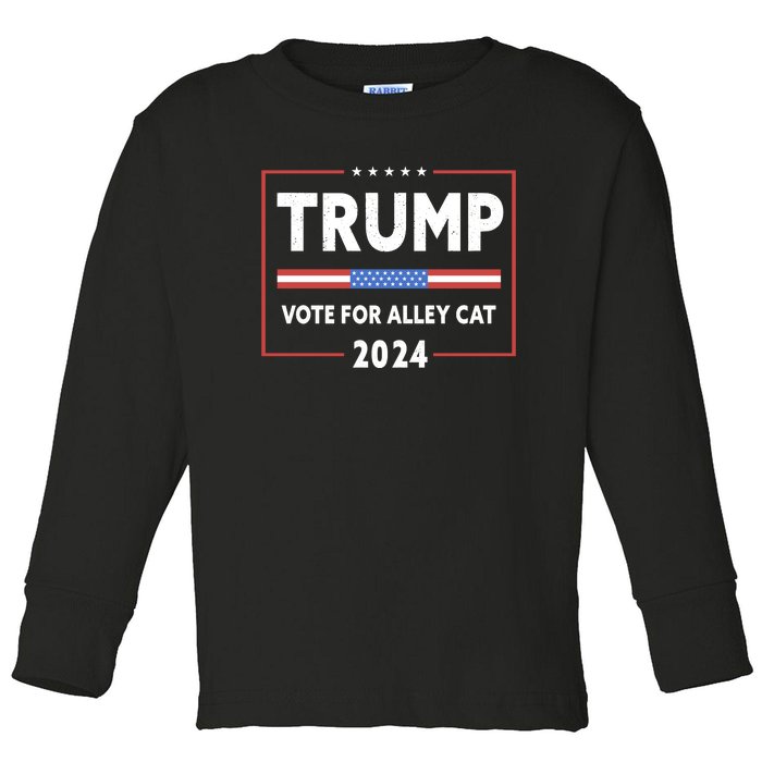 Vote For Alley Cat Trump 2024 Toddler Long Sleeve Shirt