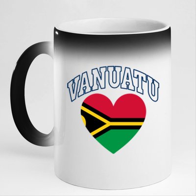 Vanuatu Flag Athletic Heart Souvenir Gift 11oz Black Color Changing Mug