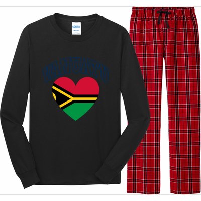 Vanuatu Flag Athletic Heart Souvenir Gift Long Sleeve Pajama Set