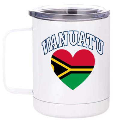 Vanuatu Flag Athletic Heart Souvenir Gift 12 oz Stainless Steel Tumbler Cup