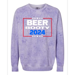 Vote For Beer And Booty Funny 2024 Election Colorblast Crewneck Sweatshirt