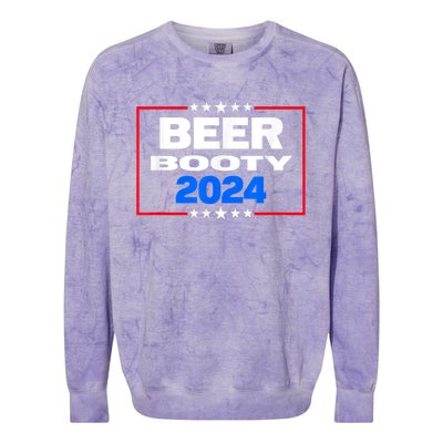 Vote For Beer And Booty Funny 2024 Election Colorblast Crewneck Sweatshirt