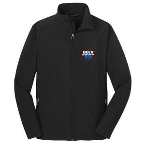 Vote For Beer And Booty Funny 2024 Election Core Soft Shell Jacket