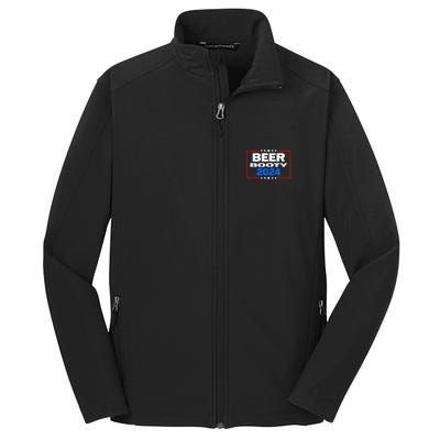 Vote For Beer And Booty Funny 2024 Election Core Soft Shell Jacket