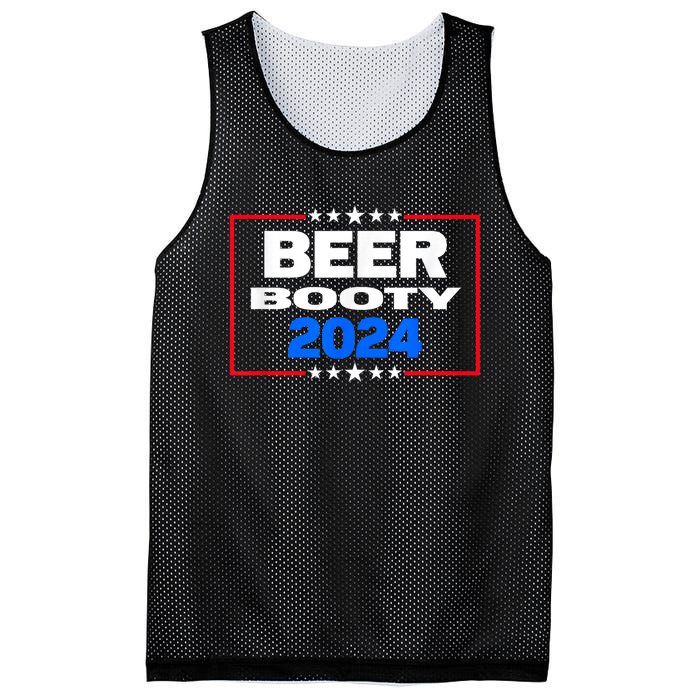 Vote For Beer And Booty Funny 2024 Election Mesh Reversible Basketball Jersey Tank