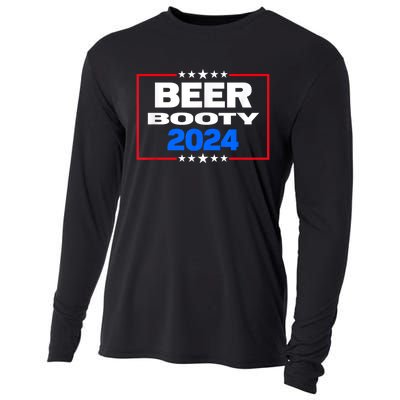 Vote For Beer And Booty Funny 2024 Election Cooling Performance Long Sleeve Crew