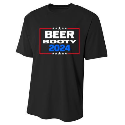 Vote For Beer And Booty Funny 2024 Election Performance Sprint T-Shirt