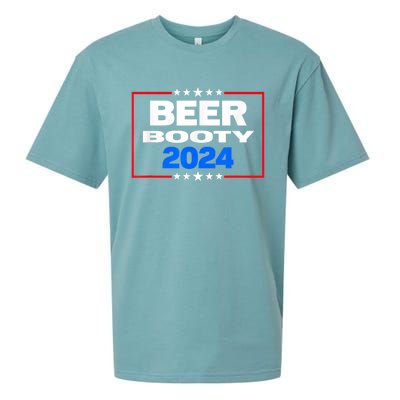 Vote For Beer And Booty Funny 2024 Election Sueded Cloud Jersey T-Shirt