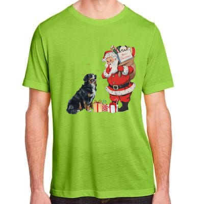 Vintage Funny Bernese Mountain Dog And Santa Clause Xmas Adult ChromaSoft Performance T-Shirt