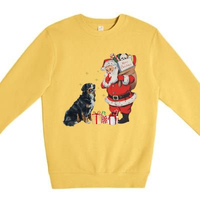 Vintage Funny Bernese Mountain Dog And Santa Clause Xmas Premium Crewneck Sweatshirt