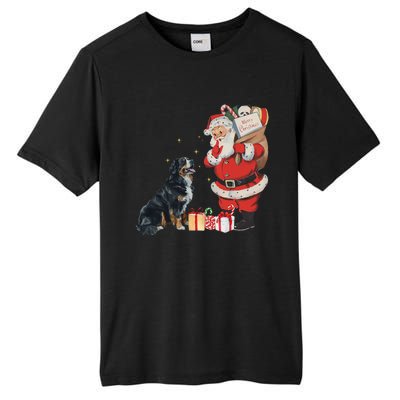 Vintage Funny Bernese Mountain Dog And Santa Clause Xmas Tall Fusion ChromaSoft Performance T-Shirt