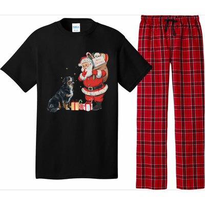 Vintage Funny Bernese Mountain Dog And Santa Clause Xmas Pajama Set