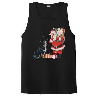 Vintage Funny Bernese Mountain Dog And Santa Clause Xmas PosiCharge Competitor Tank