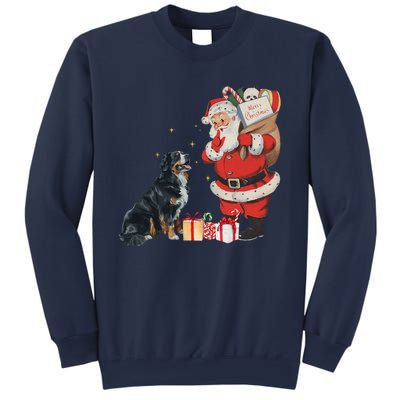 Vintage Funny Bernese Mountain Dog And Santa Clause Xmas Sweatshirt