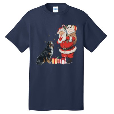 Vintage Funny Bernese Mountain Dog And Santa Clause Xmas Tall T-Shirt