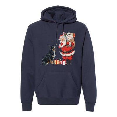 Vintage Funny Bernese Mountain Dog And Santa Clause Xmas Premium Hoodie