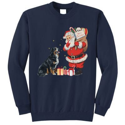 Vintage Funny Bernese Mountain Dog And Santa Clause Xmas Tall Sweatshirt