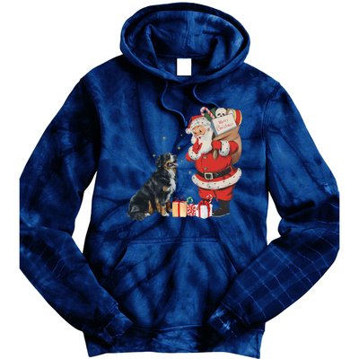 Vintage Funny Bernese Mountain Dog And Santa Clause Xmas Tie Dye Hoodie