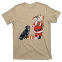 Vintage Funny Bernese Mountain Dog And Santa Clause Xmas T-Shirt