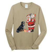 Vintage Funny Bernese Mountain Dog And Santa Clause Xmas Tall Long Sleeve T-Shirt