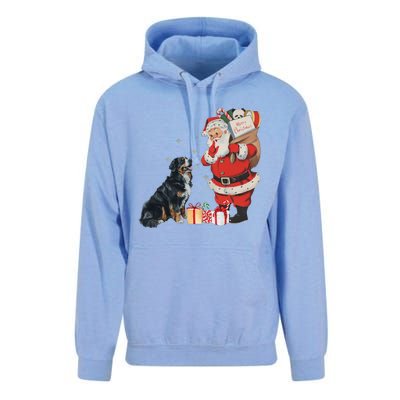 Vintage Funny Bernese Mountain Dog And Santa Clause Xmas Unisex Surf Hoodie