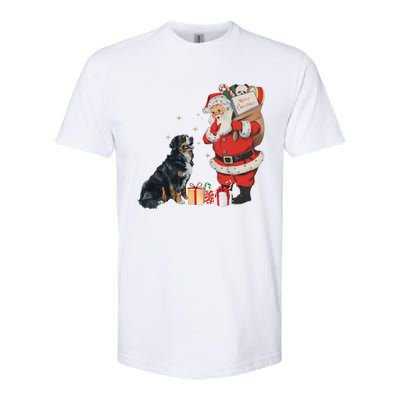 Vintage Funny Bernese Mountain Dog And Santa Clause Xmas Softstyle CVC T-Shirt