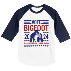 Vote For Bigfoot 2024 Funny A Candidate You Can Believe In Baseball Sleeve Shirt