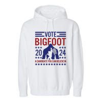 Vote For Bigfoot 2024 Funny A Candidate You Can Believe In Garment-Dyed Fleece Hoodie