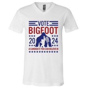 Vote For Bigfoot 2024 Funny A Candidate You Can Believe In V-Neck T-Shirt