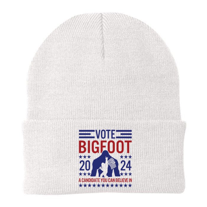 Vote For Bigfoot 2024 Funny A Candidate You Can Believe In Knit Cap Winter Beanie