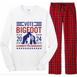 Vote For Bigfoot 2024 Funny A Candidate You Can Believe In Long Sleeve Pajama Set