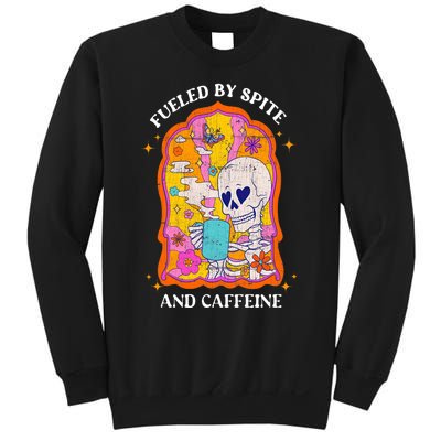 Vintage Fueled By Spite And Caffeine Skeleton Halloween Sweatshirt