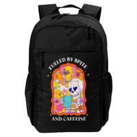 Vintage Fueled By Spite And Caffeine Skeleton Halloween Daily Commute Backpack