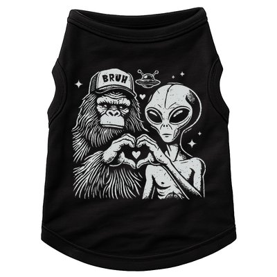 Vintage Funny Bigfoot And Alien Heart Hand Sign Doggie Tank