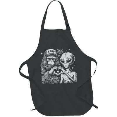 Vintage Funny Bigfoot And Alien Heart Hand Sign Apron