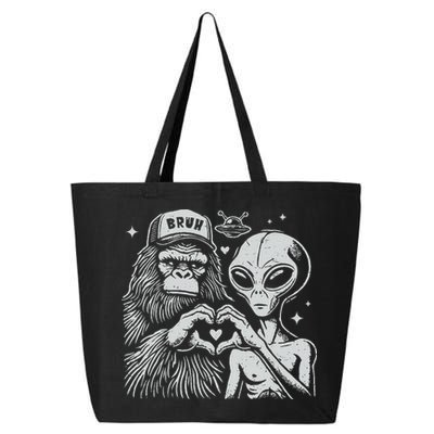 Vintage Funny Bigfoot And Alien Heart Hand Sign 25L Jumbo Tote