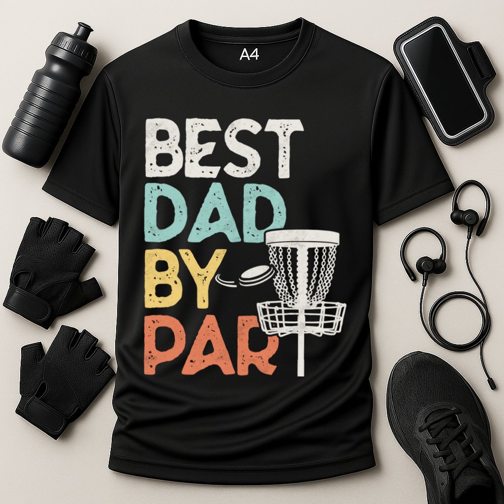 Vintage Funny Best Dad By Par Disk Golf Dad Funny Gift Cooling Performance Crew T-Shirt