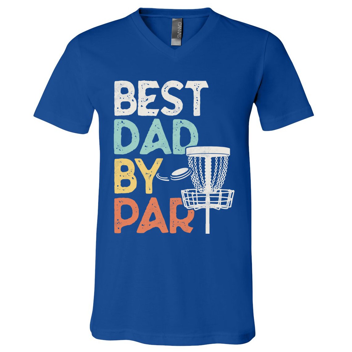 Vintage Funny Best Dad By Par Disk Golf Dad Funny Gift V-Neck T-Shirt