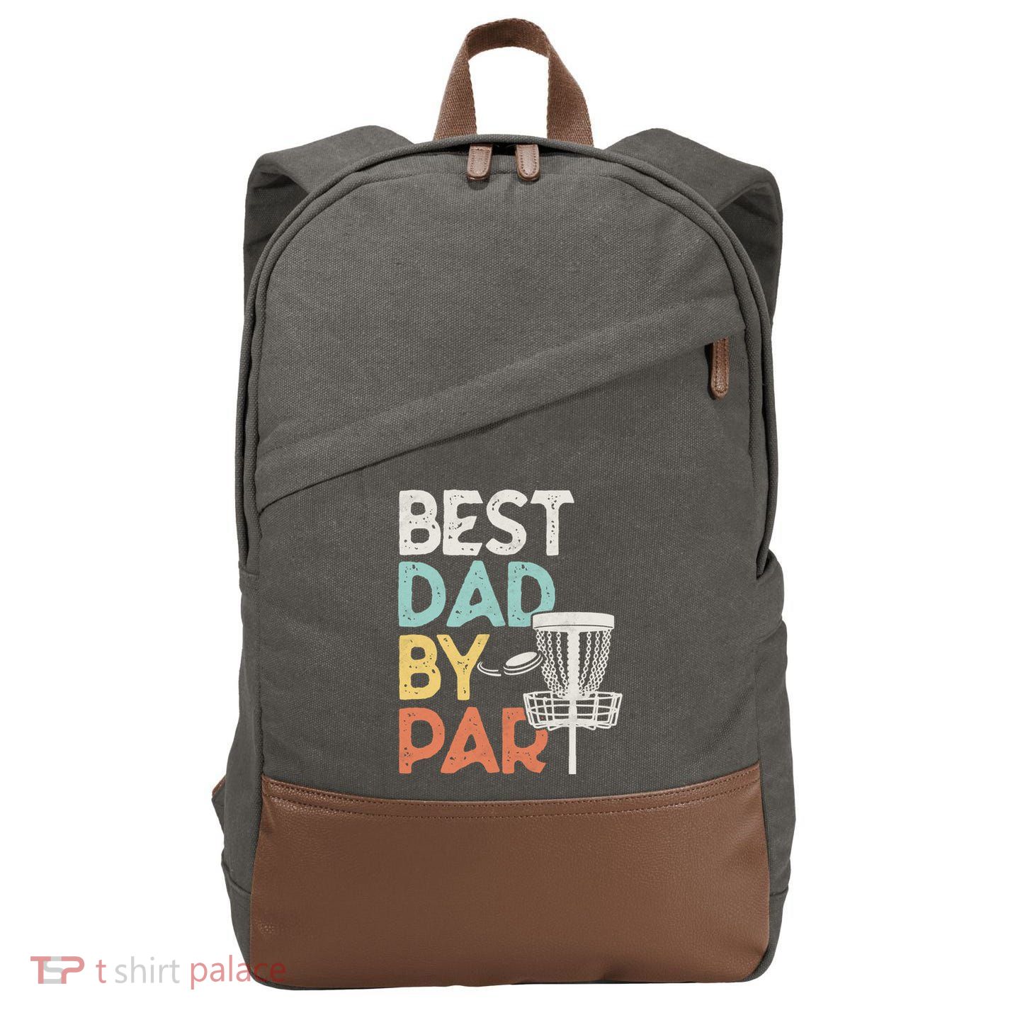 Vintage Funny Best Dad By Par Disk Golf Dad Funny Gift Cotton Canvas Backpack